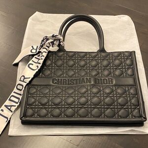 Dior Black Quilted Tote with Logo Accent